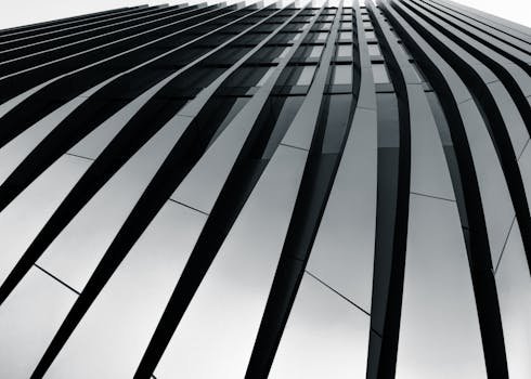 Striking modern building facade featuring futuristic design in Prague, Czech Republic.